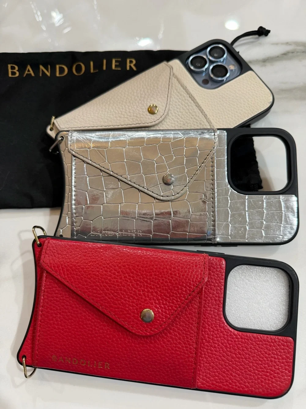 iPhone 13 Pro Max and 3 Bandolier Leather Card Phone Cases